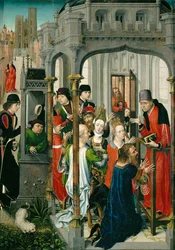 De prediking van Sint Gery, "de pastorale preek", met de kerk van Sint Gudule op de achtergrond ...