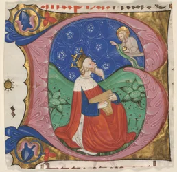 Initiaal "B" (eatus Vir) uit een Koorpsalter, ca. 1430-50