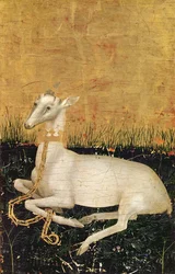 Wit hert, uit het Wilton-diptiek, ca. 1395-99 (verso)