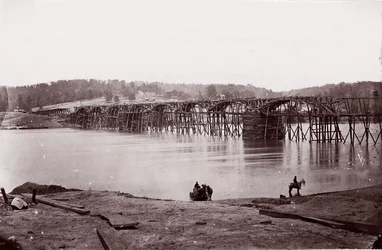 Brug over de Tennessee-rivier bij Chattanooga, ca. 1864