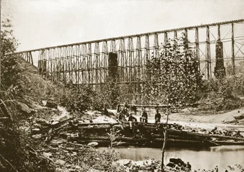 Falling Water Bridge, Nashville en Chattanooga Railroad, 1861-65