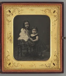 Ongenoemd portret van twee meisjes, 1861