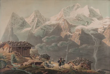 De Jungfrau, de Mönch, de Eiger vanaf Wengernalp 1822
