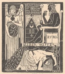 Geblinddoekte vrouw en monster