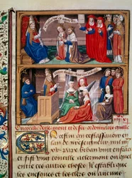Voorstelling van het Concilie van Clermont in 1095 voorgezeten door paus Urbanus II die de eerste kruistocht predikt
