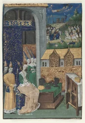 Enkele miniatuur uit Boccaccios Des Cleres et nobles femmes: Koningin Medusa..., c. 1470