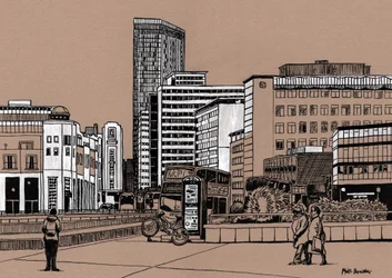 Wellesley Road - Croydon, 2016 (acrylinkt op karton)