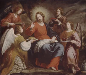 Engelen die Christus dienen in de Wildernis