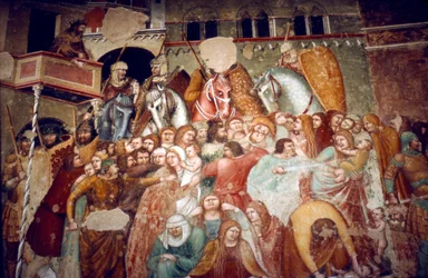 Kindermoord, fresco in de kerk van Santi Agostino, Siena, 1482