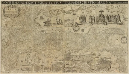 1630 kaart van Italië door Matthaeus Greuter, gepubliceerd in 1657 door Stefano Scolari