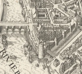 Hôtel de Nevers op 1615 Merian plattegrond van Parijs - David Rumsey