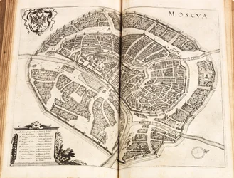 Kaart van Moskou. Uit: Newe Archontologia cosmica door Johann Ludwig Gottfried, 1646.