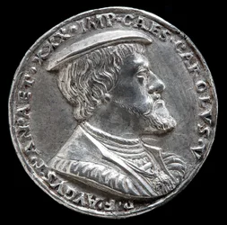 Karel V, 1500-1558, Koning van Spanje 1516-1556, Heilige Roomse Keizer 1519 [voorzijde], 1530