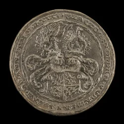 Schild met helmen en wapens [achterzijde], 1535