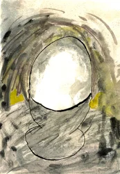 Het perfecte ei van de vrijgezel 2, 2021 (aquarel, houtskool)