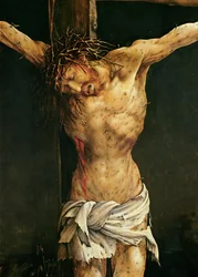Christus aan het kruis, detail van het centrale paneel Kruisiging van het altaarstuk van Isenheim, ca. 1512-15 (olieverf op paneel)
