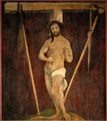 De lijdende verlosser, middenpaneel van het altaar in de protestantse kerk van Lindenhardt