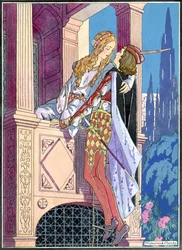 Romeo en Julia in de balkonscène, c.1920