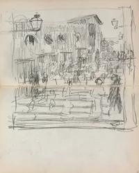 Italiaans schetsboek: Brug met figuren pagina 93 & 94, 1898-1899