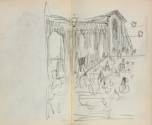 Italiaans schetsboek: Brug met figuren pagina 95 & 96, 1898-1899