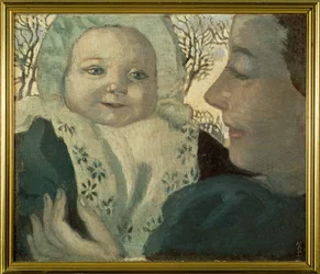 Bernadette en haar moeder (schilderij op doek)