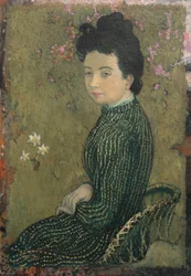 Eva Meurier in een groene jurk