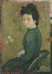 Eva Meurier in een groene jurk, 1891