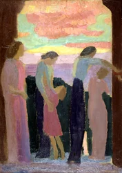 Marthe Denis en de kinderen op het balkon, c1900-1940