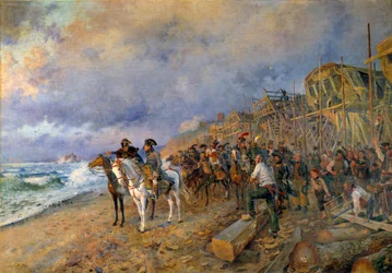 De Eerste Consul Napoleon Bonaparte bezoekt het arsenaal van Boulogne
