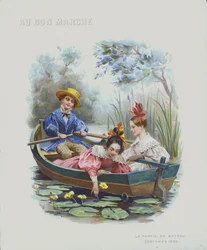 Boottocht, kostuums van 1830 (chromolitho)