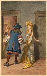 Moliere , Armande en Madeleine Bejart (illustratie)