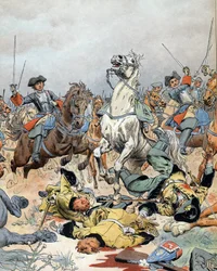 Oorlog van de Spaanse Successie: de laatste aanval van de Franse cavalerie bij de Slag bij Malplaquet (België) op 11 september