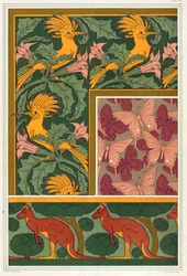 Ontwerpen voor behangranden en zijden stof