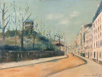 Rue Lepic, Montmartre, met de Moulin de la Galette en de Sacré-Cœur