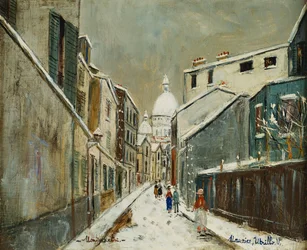 Rue St. Rustique sous la Neige, Montmartre, ca. 1939 (olieverf op doek)