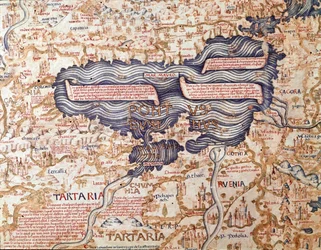 Gezicht op de Zwarte Zee, detail van de wereldkaart van de camaldulenzer broeder Maurus (Mauro), 1459, Biblioteca Marciana, Venetië
