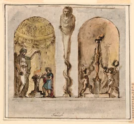 Tekening, geschilderde wanddecoratie, 1800-1830