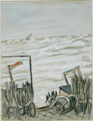 Strand bij vloed