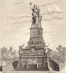 Niederwalddenkmal, monument ter herdenking van de eenwording van Duitsland (litho)