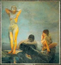 Het blauwe uur (olieverf op doek)