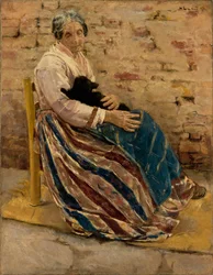 Een oude vrouw met kat, 1878
