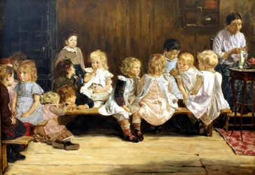 German: Kleinkinderschule in Amsterdam Infant school in Amsterdam