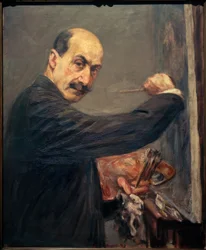 Zelfportret aan de ezel naar rechts