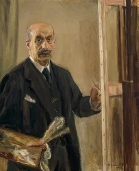 Zelfportret aan de ezel. 1916