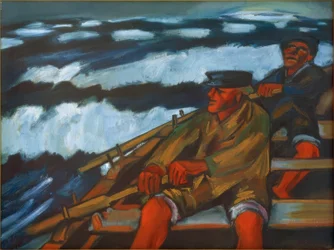 Vissers in een boot