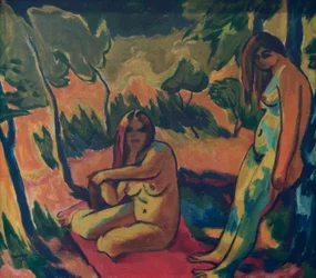Vrouwen aan de rand van het bos