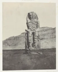 Gournah, Monolithische kolos van Amenopht III; Thebe, plaat 56 uit het album "Egypte, Nubie, Palestina et Syrie" (1852)