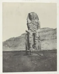 Gournah, Monolithische kolos van Amenopht III; Thebe, plaat 56 uit het album "Egypte, Nubie, Palestina et Syrie" (1852)