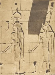 Isis en Horus-Arsiési - Bas-reliëf van de Tempel van Kalabcheh Talmis, 8 april 1850