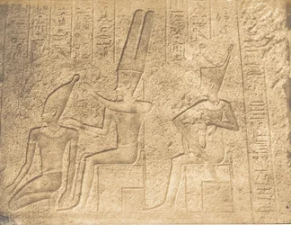 Buitensculpturen van het Granieten Heiligdom van het Paleis van Karnac Ammon verzekerend de c..., 1849-50